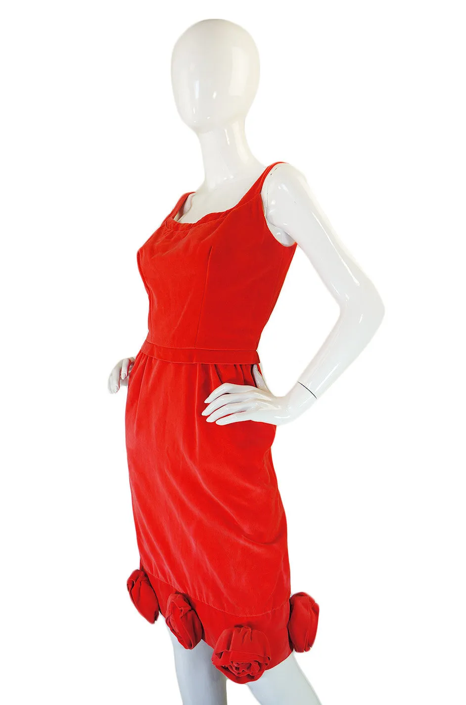 1950s Coral Emma Domb Rose Dress