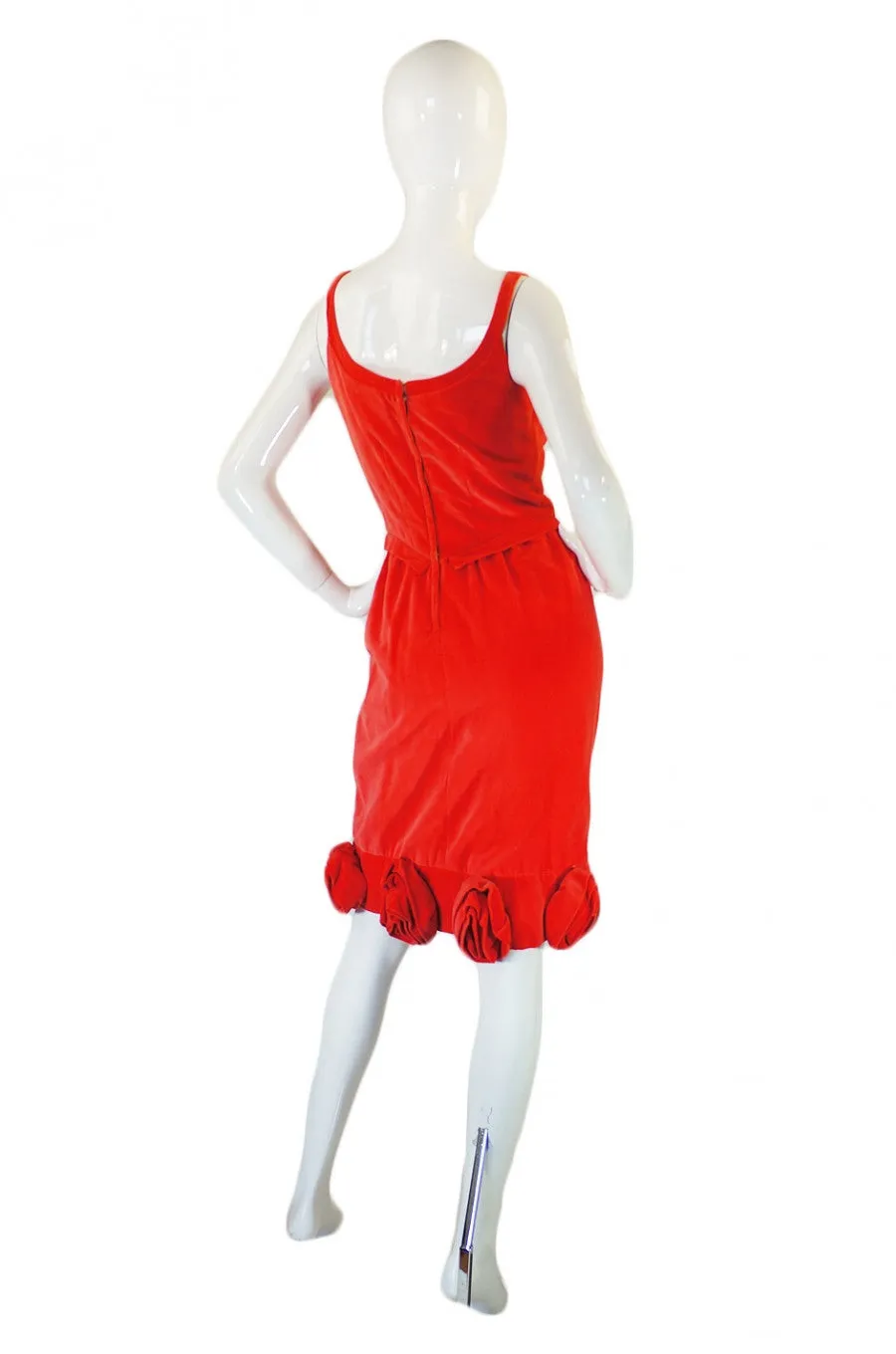 1950s Coral Emma Domb Rose Dress