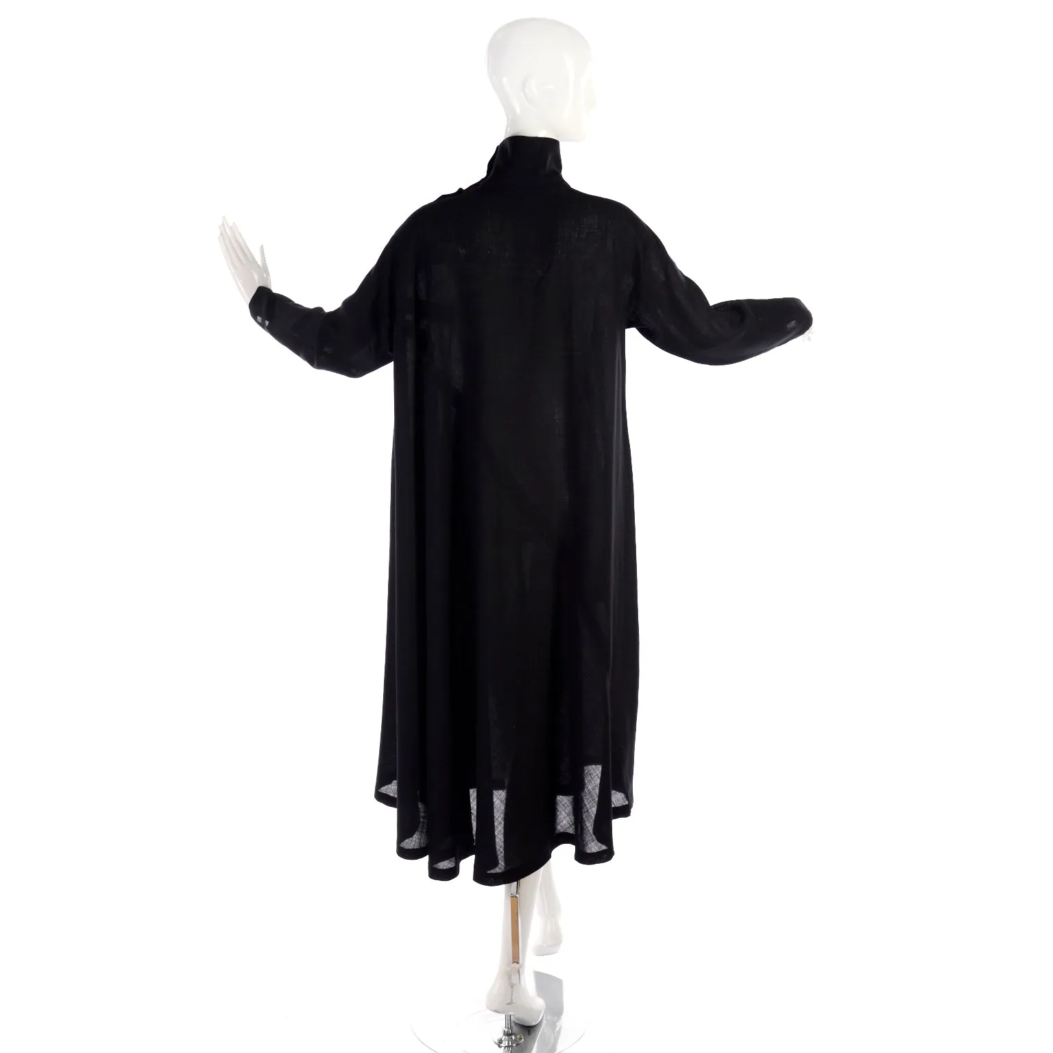 1980s Issey Miyake Plantation Black Wool Turtleneck Tent Dress