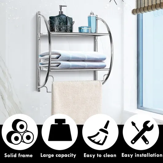 2-Tier Wall Mount Shower Organizer Towel Storage Rack