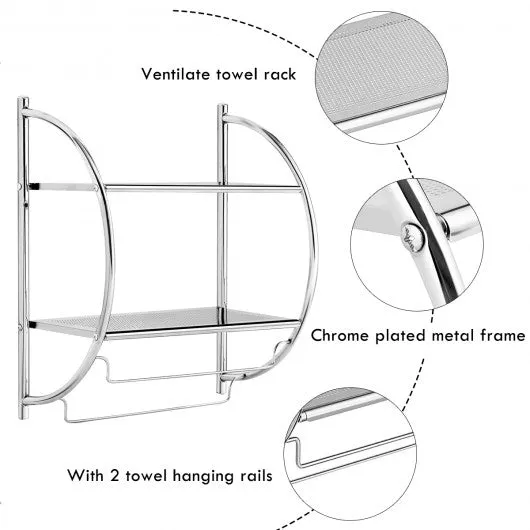 2-Tier Wall Mount Shower Organizer Towel Storage Rack