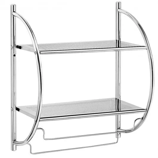 2-Tier Wall Mount Shower Organizer Towel Storage Rack