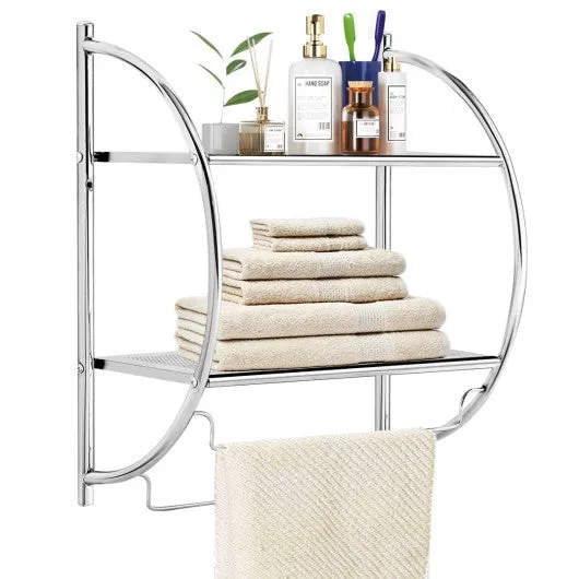 2-Tier Wall Mount Shower Organizer Towel Storage Rack