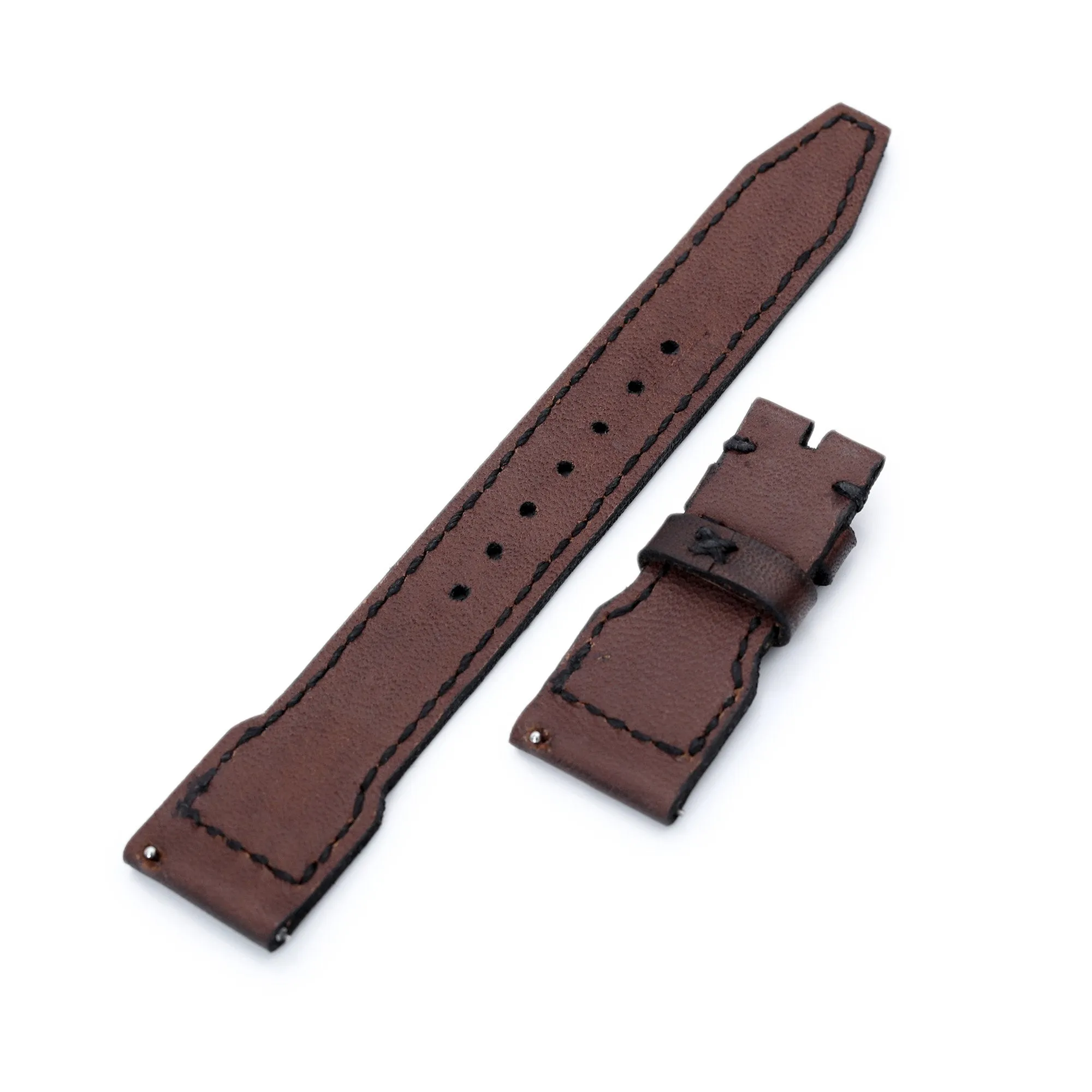 22mm Gunny X MT Dark Brown Handmade compatible with IWC Big Pilot Quick Release Leather Watch Strap