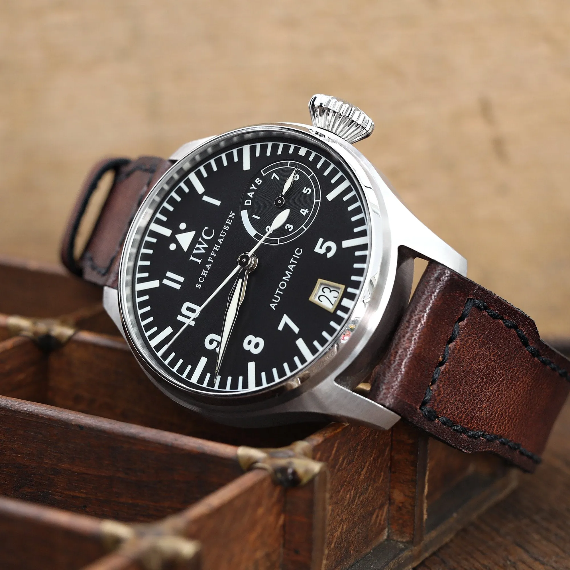 22mm Gunny X MT Dark Brown Handmade compatible with IWC Big Pilot Quick Release Leather Watch Strap