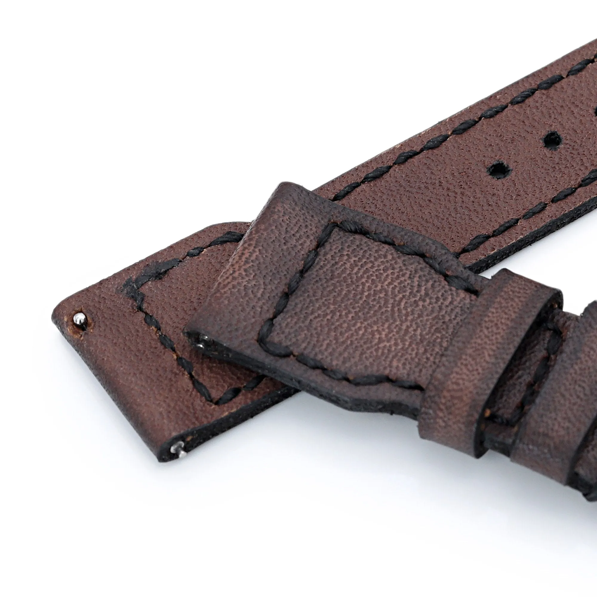 22mm Gunny X MT Dark Brown Handmade compatible with IWC Big Pilot Quick Release Leather Watch Strap