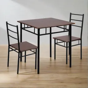 3-Piece Ivano Walnut Dining Table & Chair Set