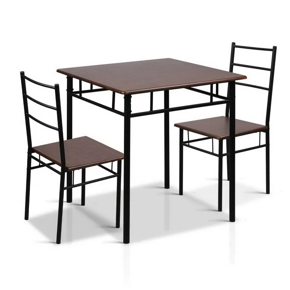 3-Piece Ivano Walnut Dining Table & Chair Set