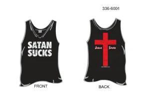 336-6001 Tank, Satan Sucks/Jesus Saves (Black)