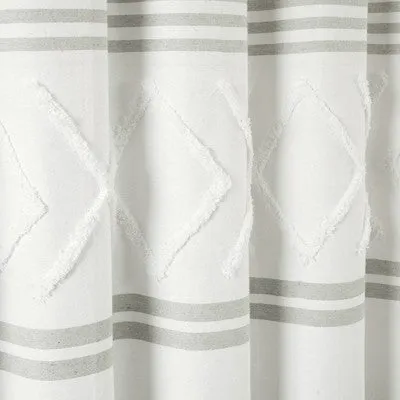 72"x72" Urban Diamond Striped Woven Tufted Eco Friendly Recycled Cotton Shower Curtain Gray - Lush Décor