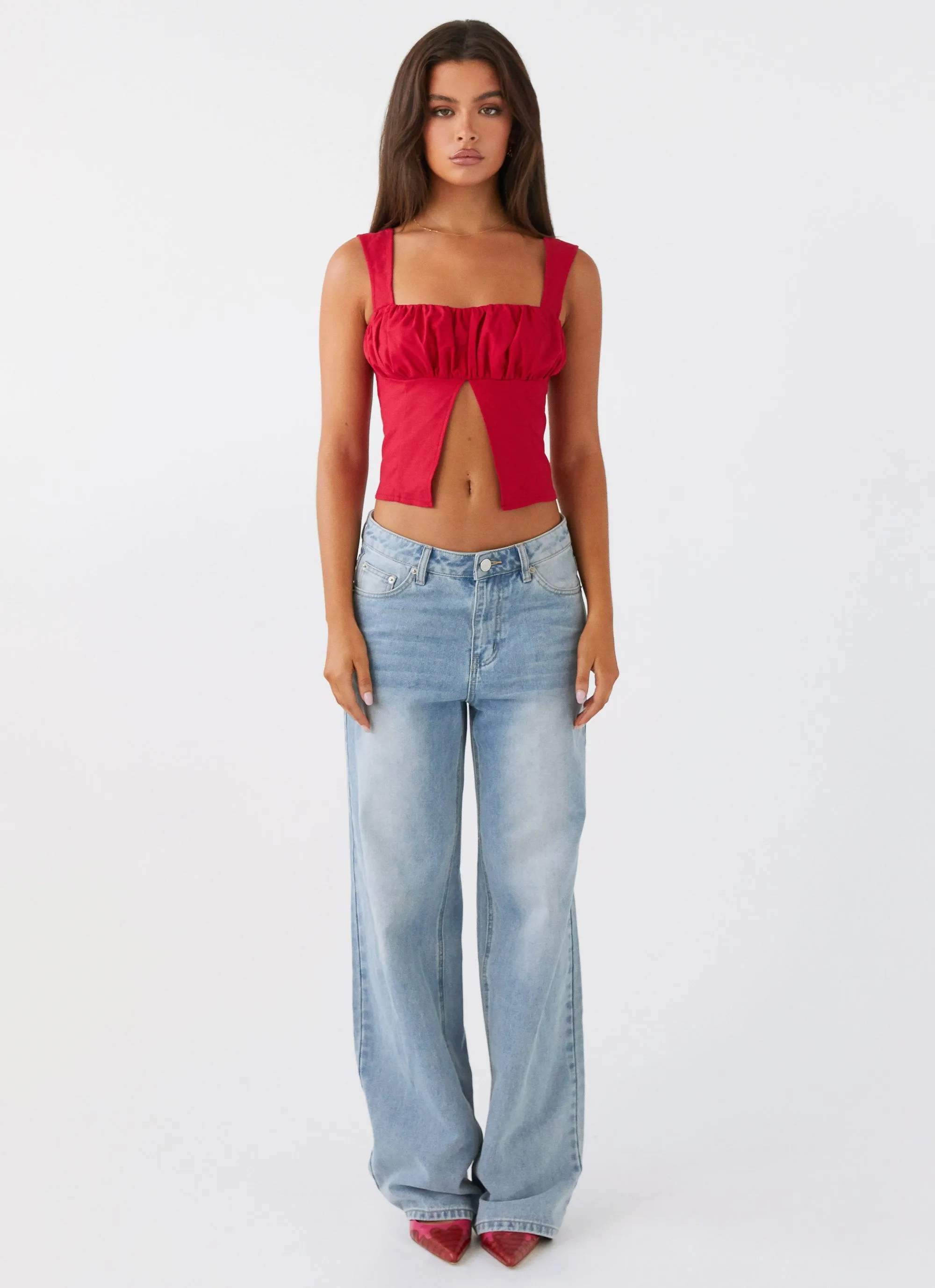 A Poet's Notes Linen Top - Red