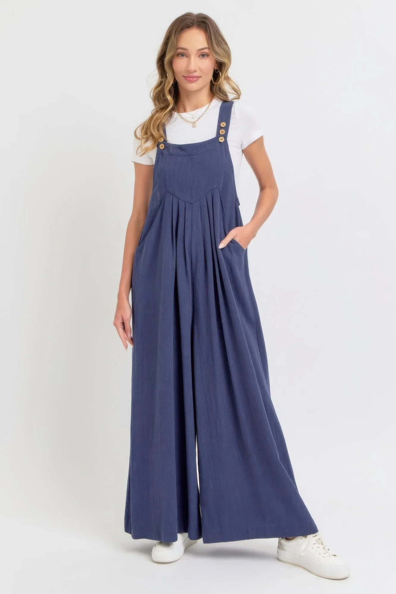 Adjustable Strap Overall Wide Leg Jumpsuit for Women