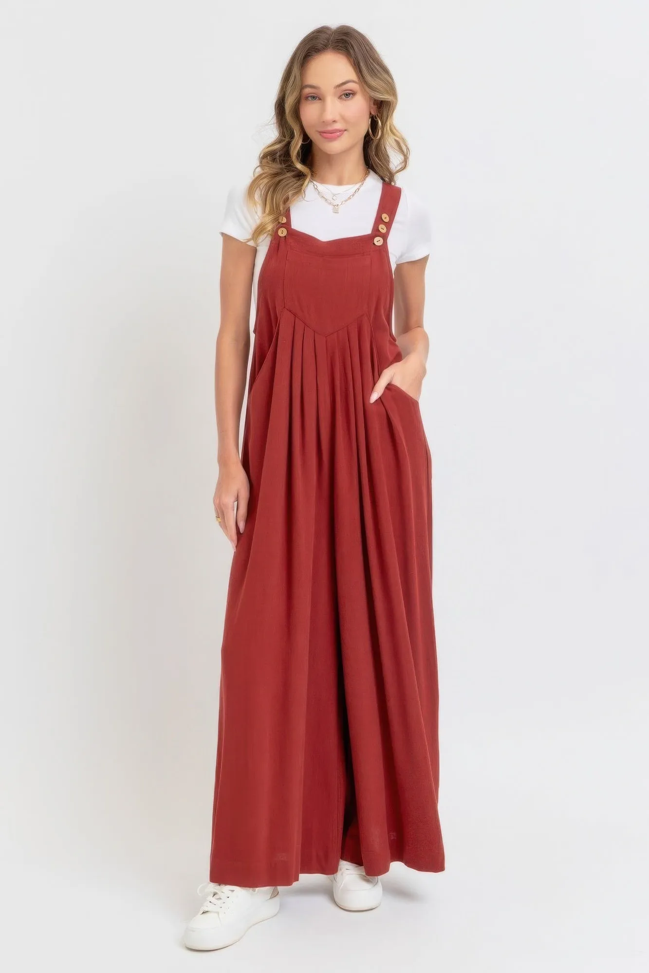 Adjustable Strap Overall Wide Leg Jumpsuit for Women