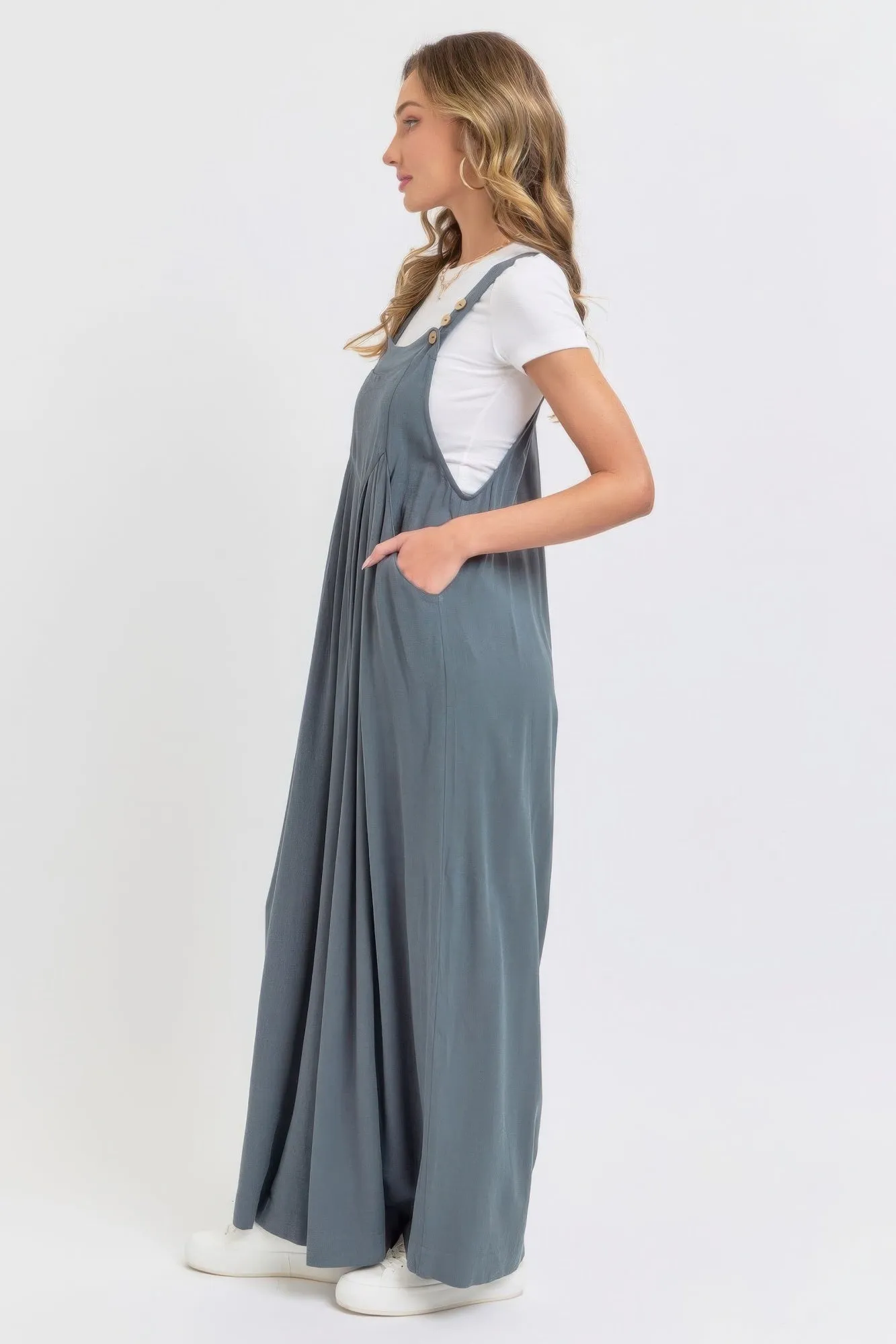 Adjustable Strap Overall Wide Leg Jumpsuit for Women