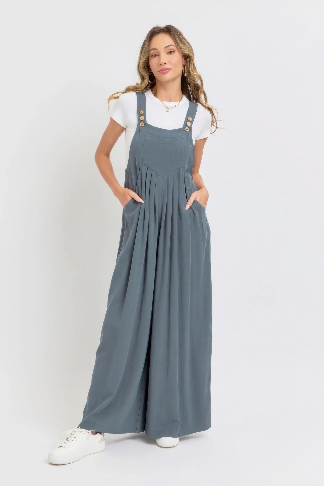 Adjustable Strap Overall Wide Leg Jumpsuit for Women