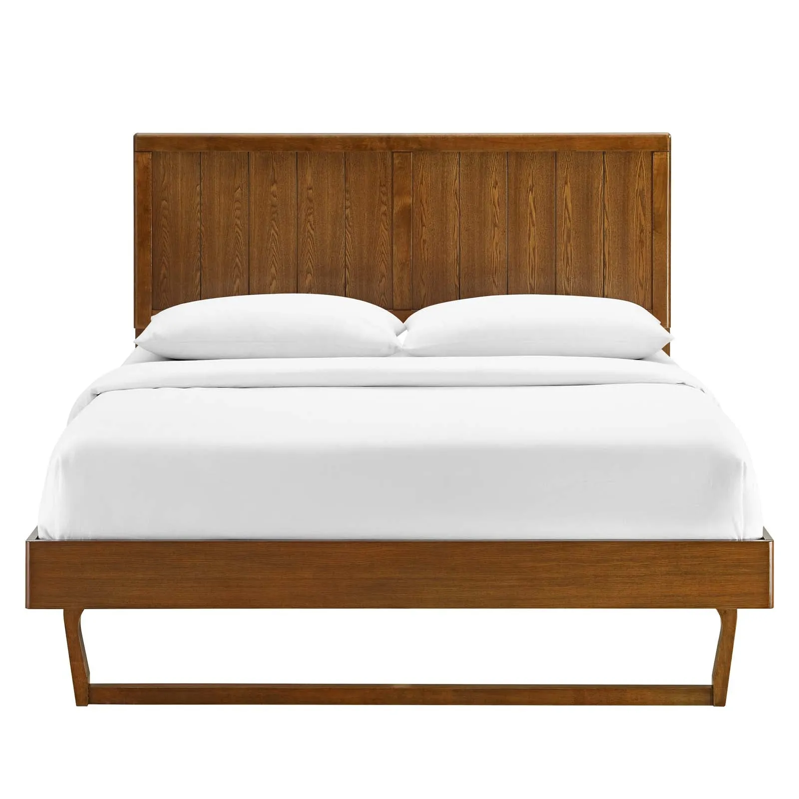 Alana King Wood Platform Bed With Angular Frame Walnut MOD-6617-WAL