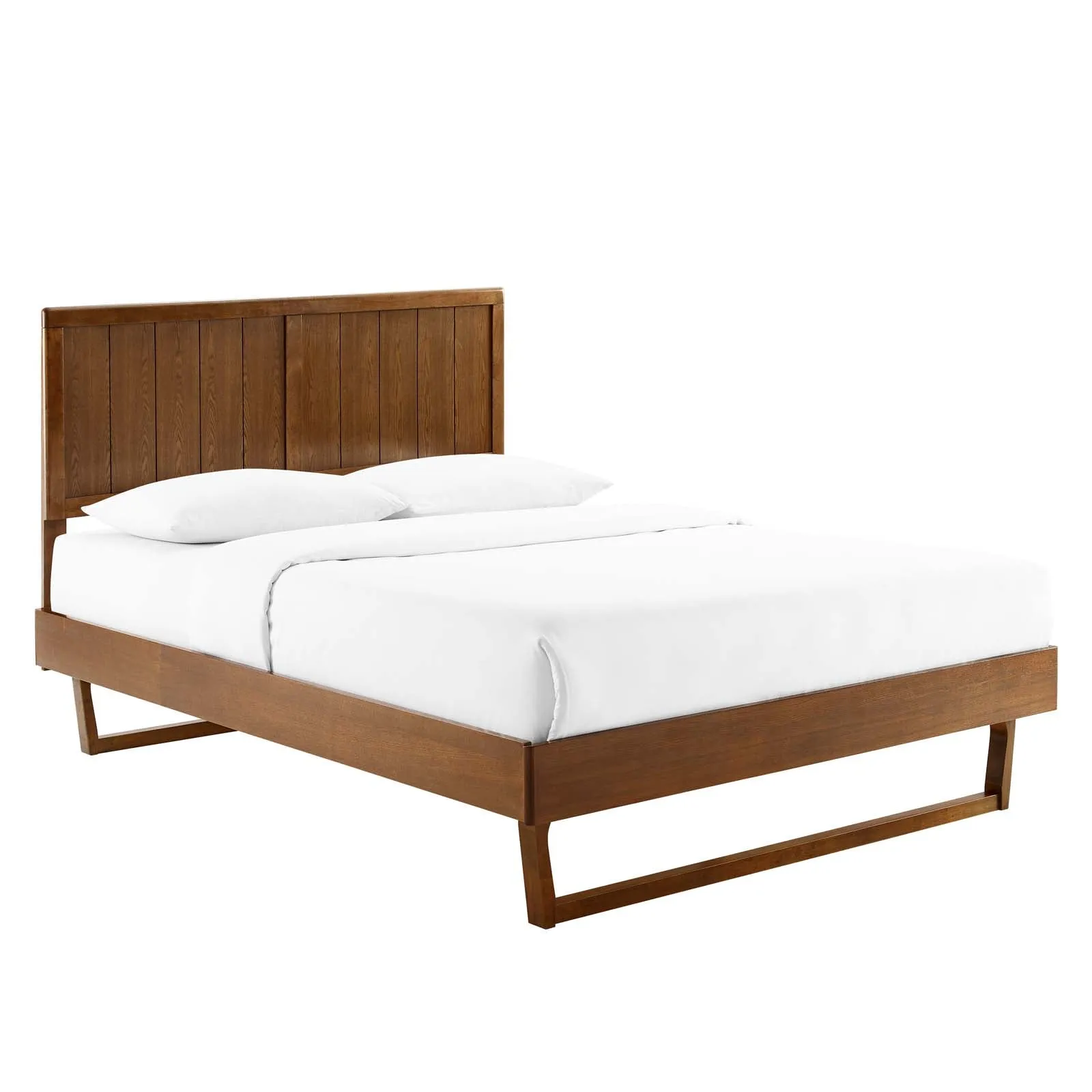 Alana King Wood Platform Bed With Angular Frame Walnut MOD-6617-WAL