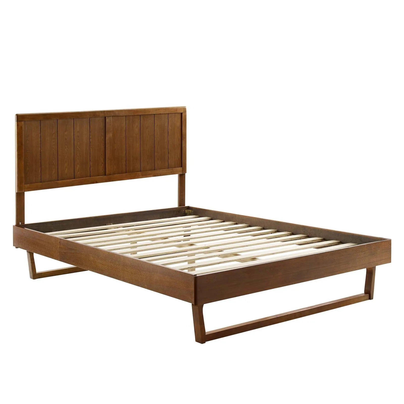 Alana King Wood Platform Bed With Angular Frame Walnut MOD-6617-WAL