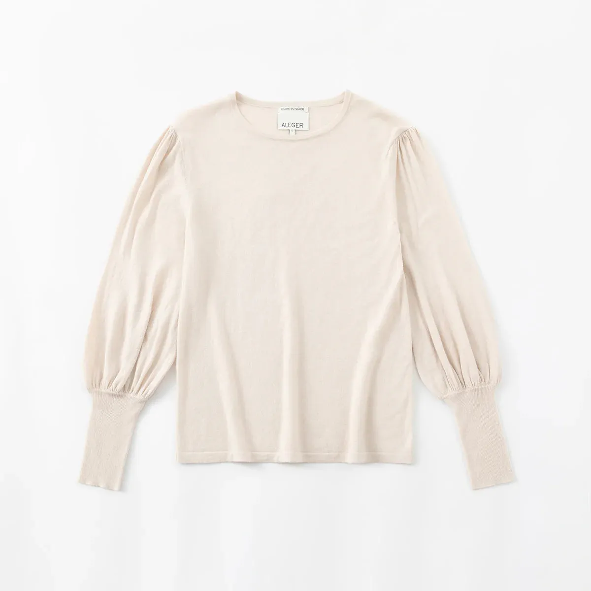 Aleger Cashmere Bell Sleeve Knit in Light Shell