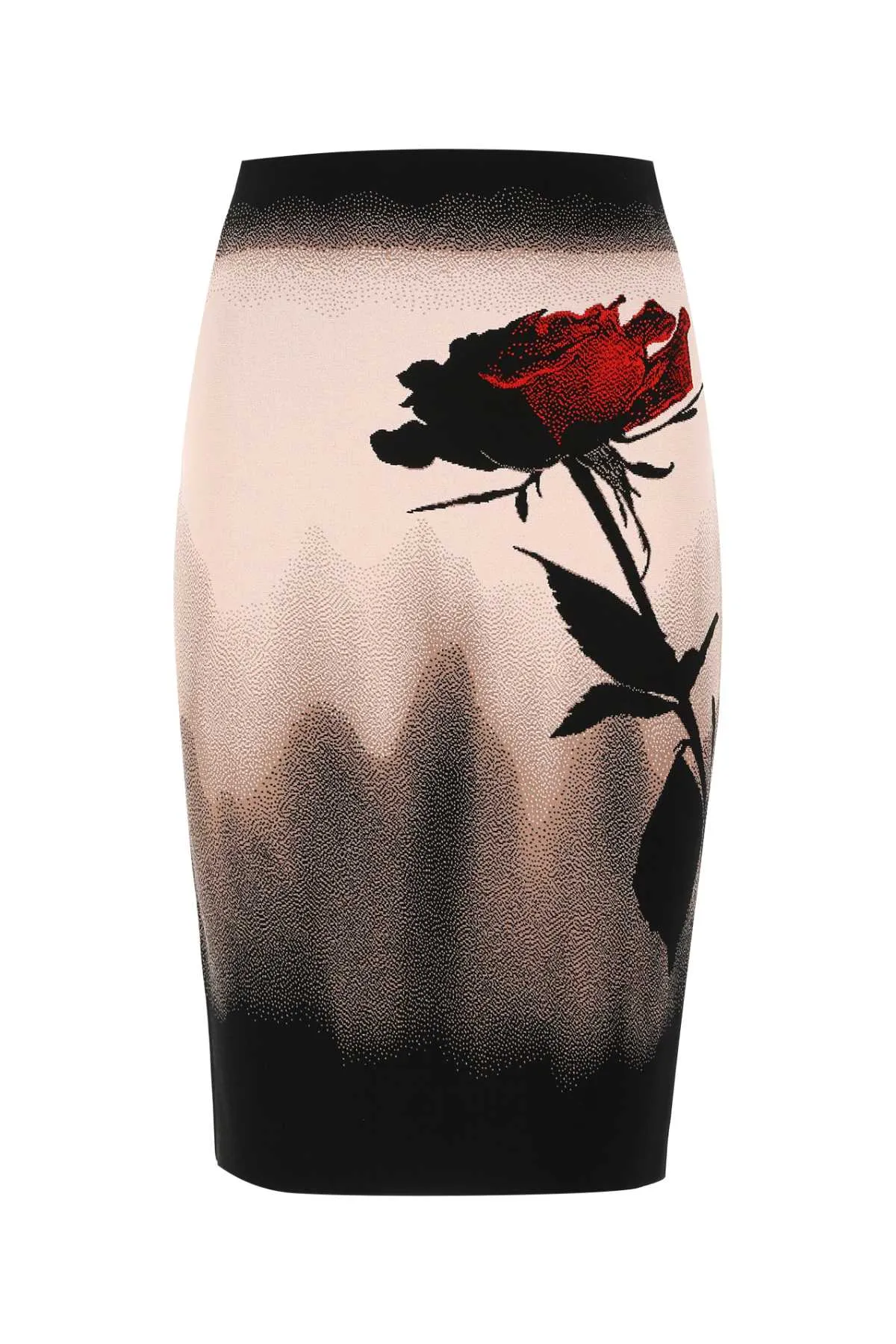 Alexander McQueen Rose Print Pencil Skirt