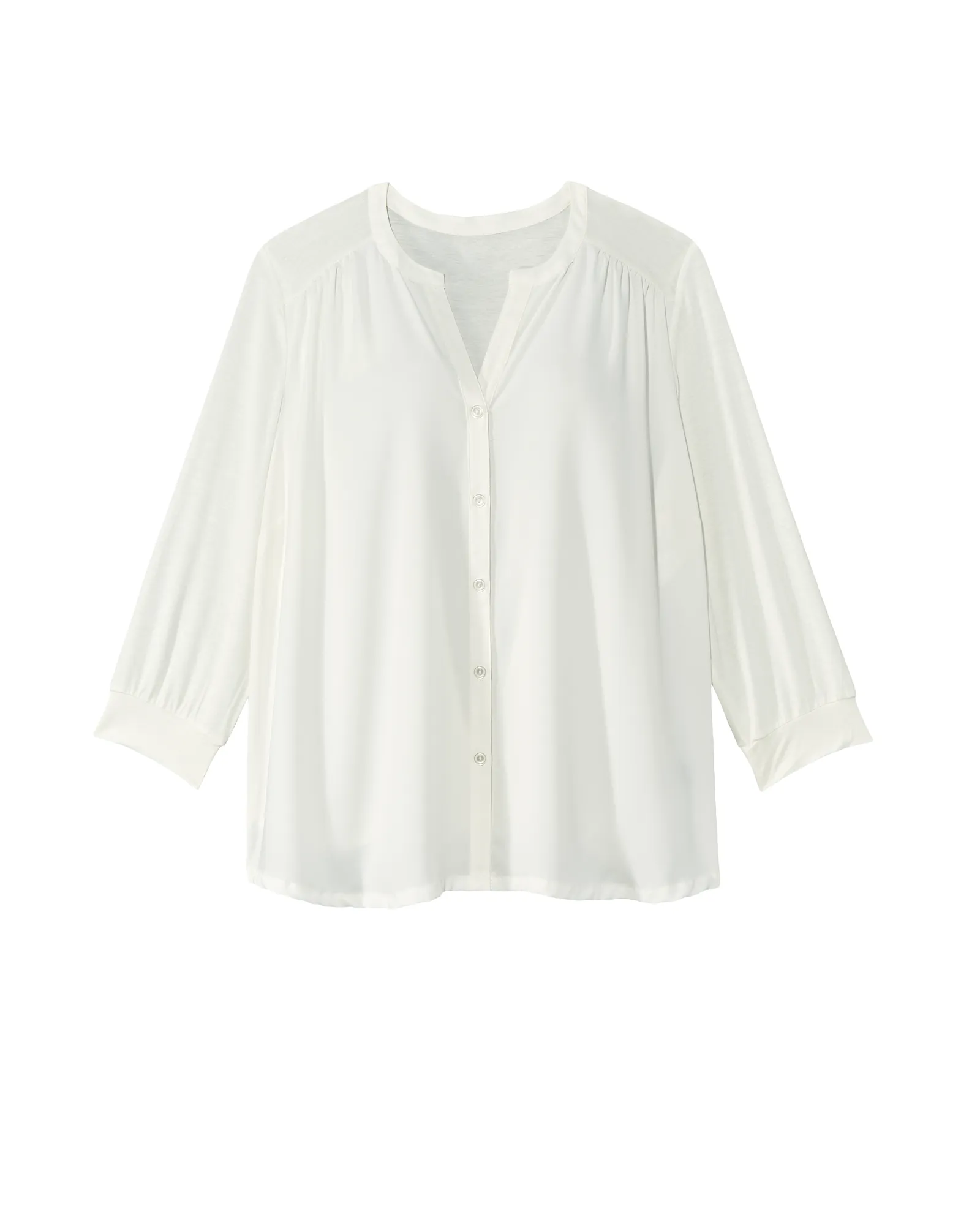 Alisa 3/4 Sleeve Knit Back Blouse | White