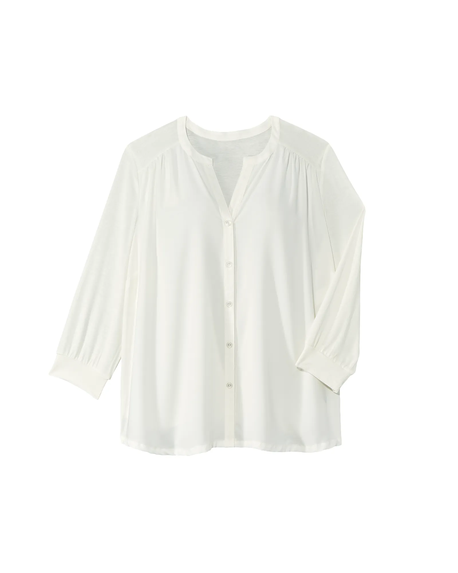 Alisa 3/4 Sleeve Knit Back Blouse | White