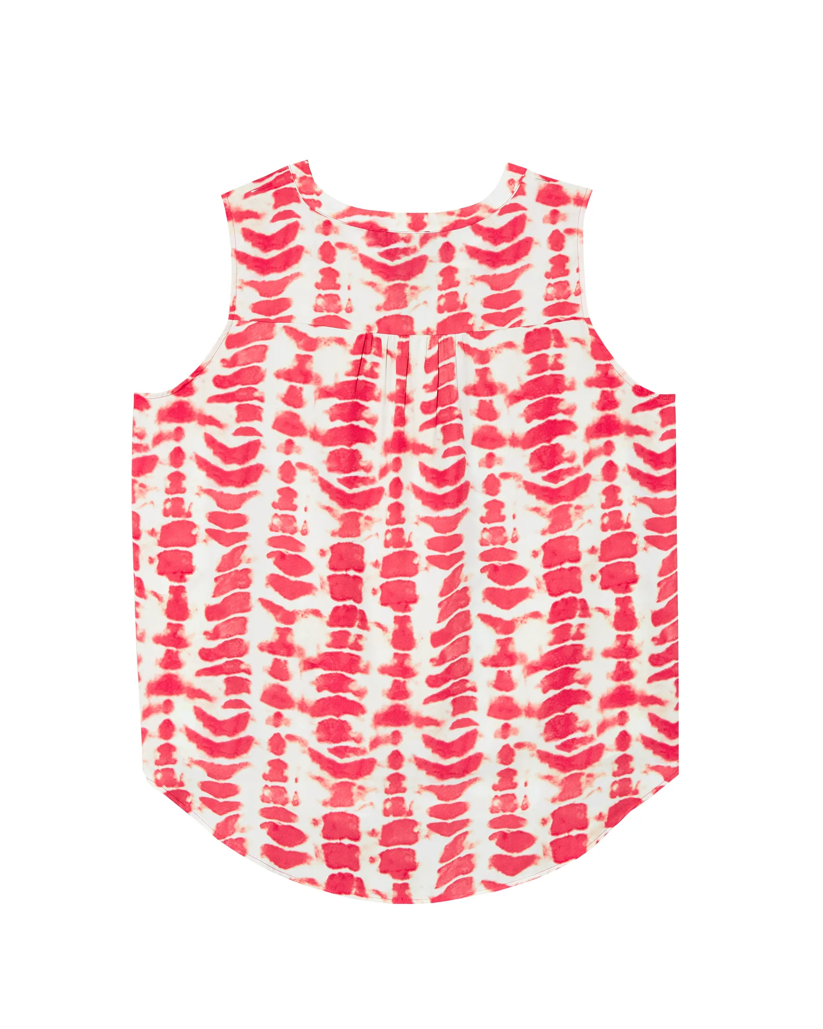 Alysson Shirred Sleeveless Blouse | White / Coral