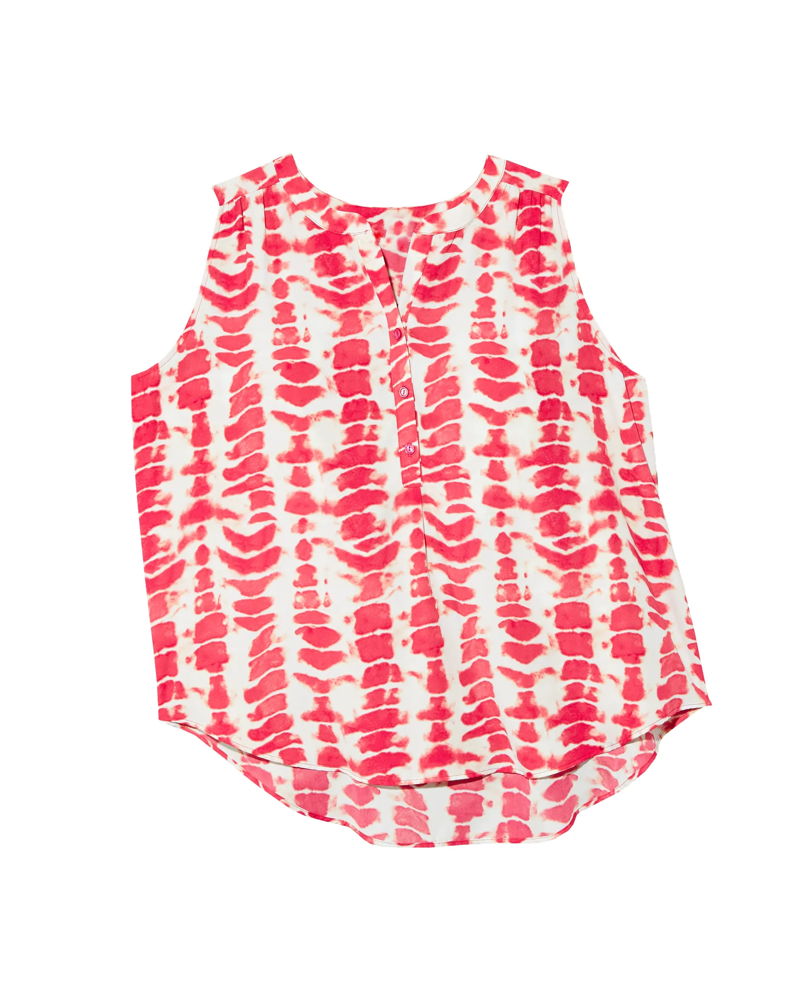 Alysson Shirred Sleeveless Blouse | White / Coral