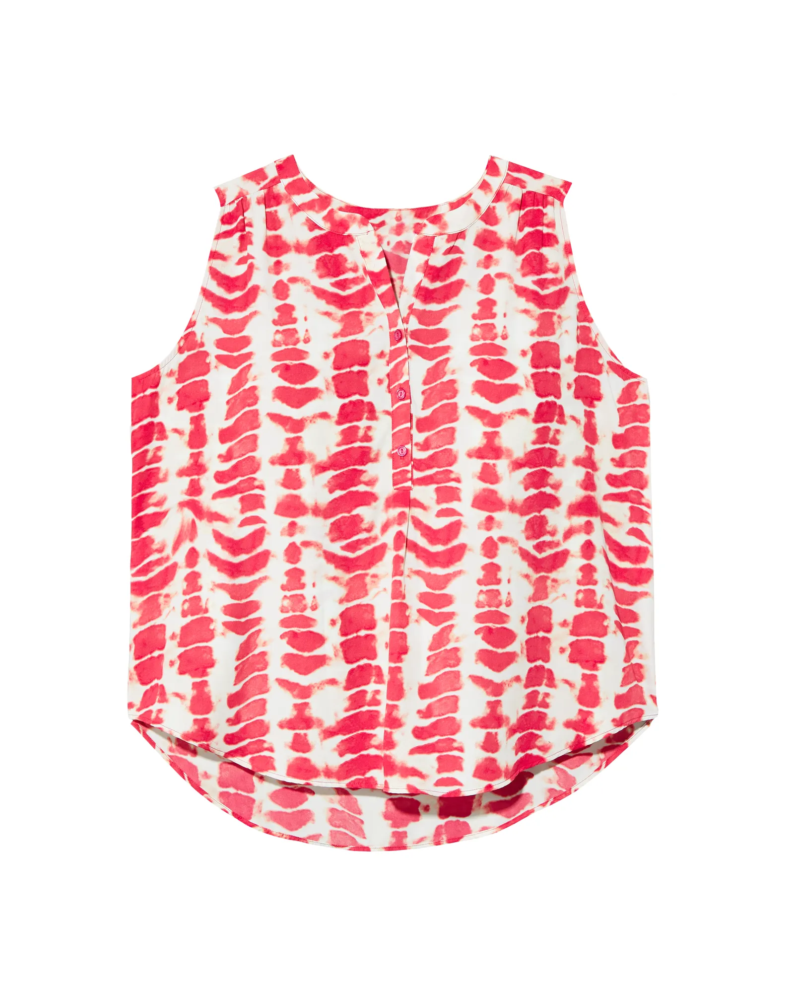 Alysson Shirred Sleeveless Blouse | White / Coral