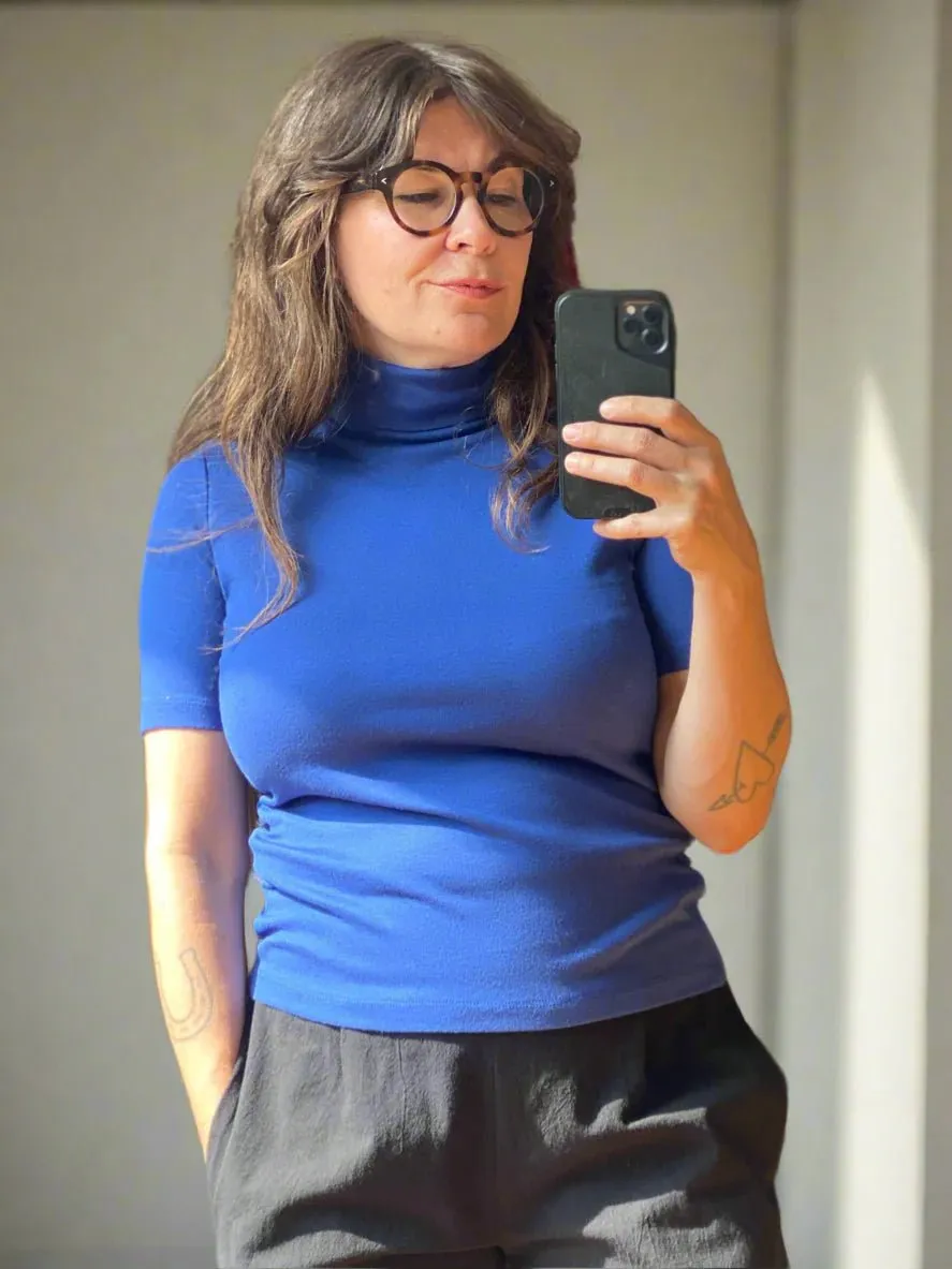 Amanda Moss Nico Short Sleeve Turtleneck (Cobalt)