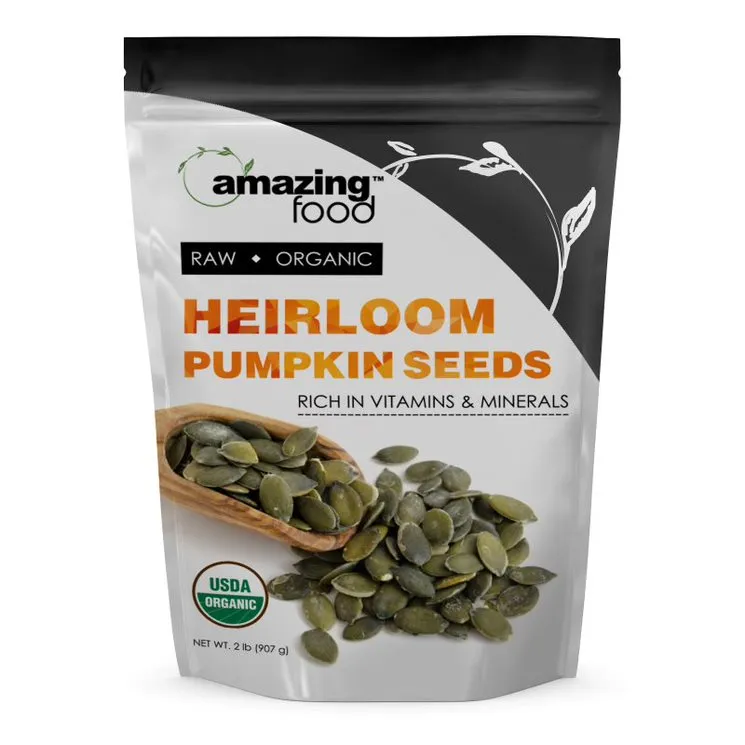 Amazing Food Heirloom Pumpkin Seeds  | 2 Lb | 30 Grams per Serving | 30 Servings | USDA Organic