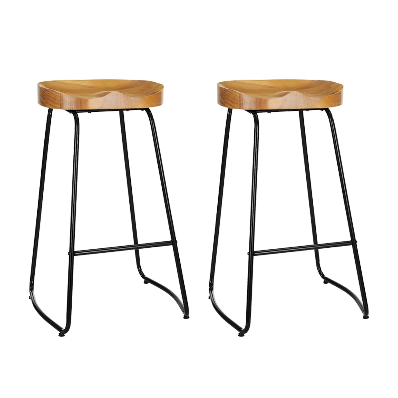 Bar Stools x 2 Tractor Seat 75cm Wooden