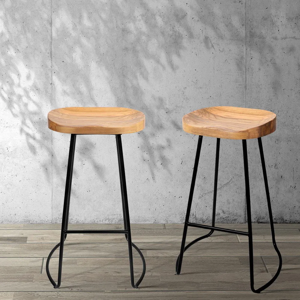 Bar Stools x 2 Tractor Seat 75cm Wooden