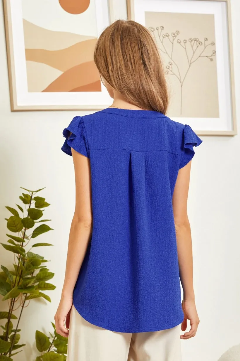 Be Sweet Flutter Sleeve Top - Royal Blue