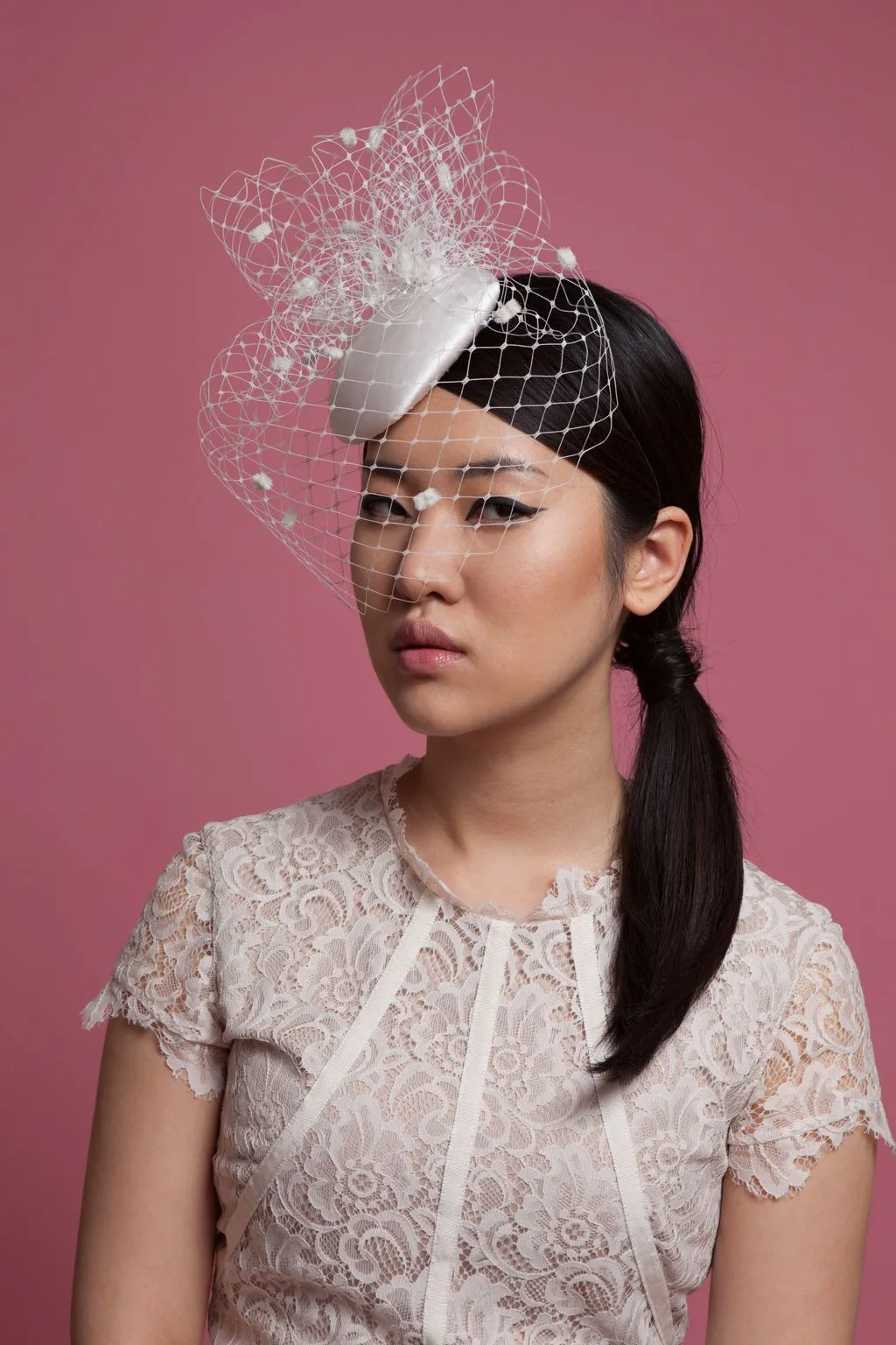 Beatrix: Spot Birdcage Veil Cocktail Hat