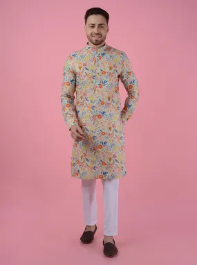 Beige Multi Kurta Pajama | TULA