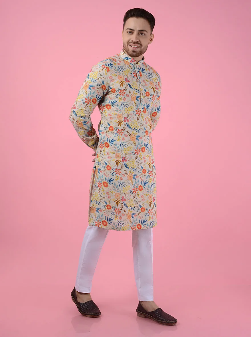 Beige Multi Kurta Pajama | TULA