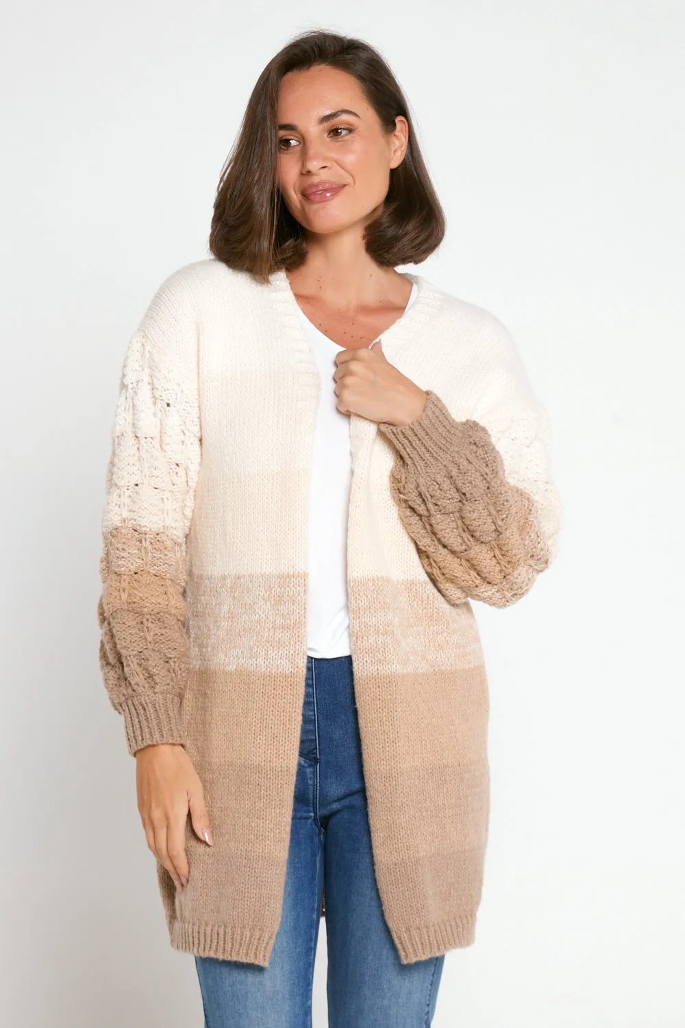 Benita Knit Cardi - Latte Ombre