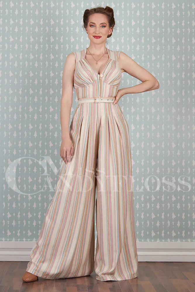 Benita-Sadie linen-cotton striped jumpsuit by Miss Candyfloss