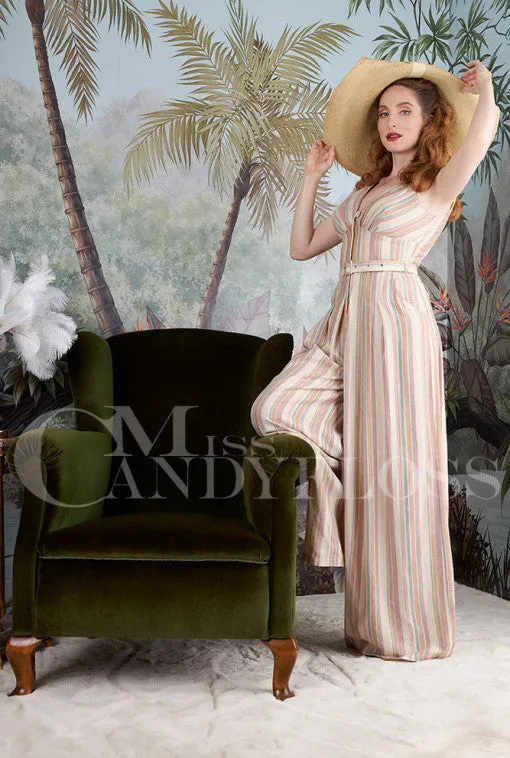 Benita-Sadie linen-cotton striped jumpsuit by Miss Candyfloss