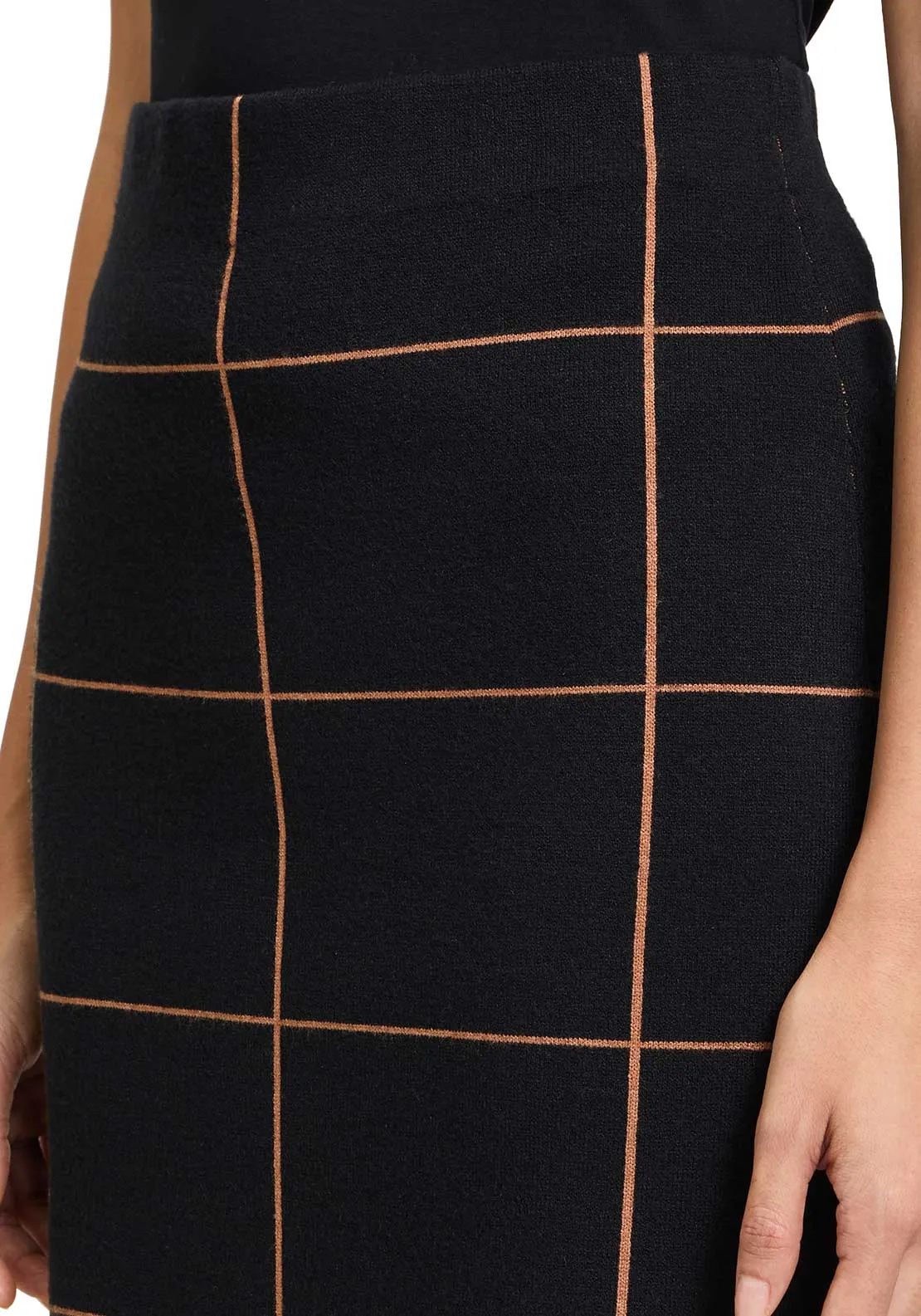 Betty Barclay Grid Print Knit Pencil Skirt, Black