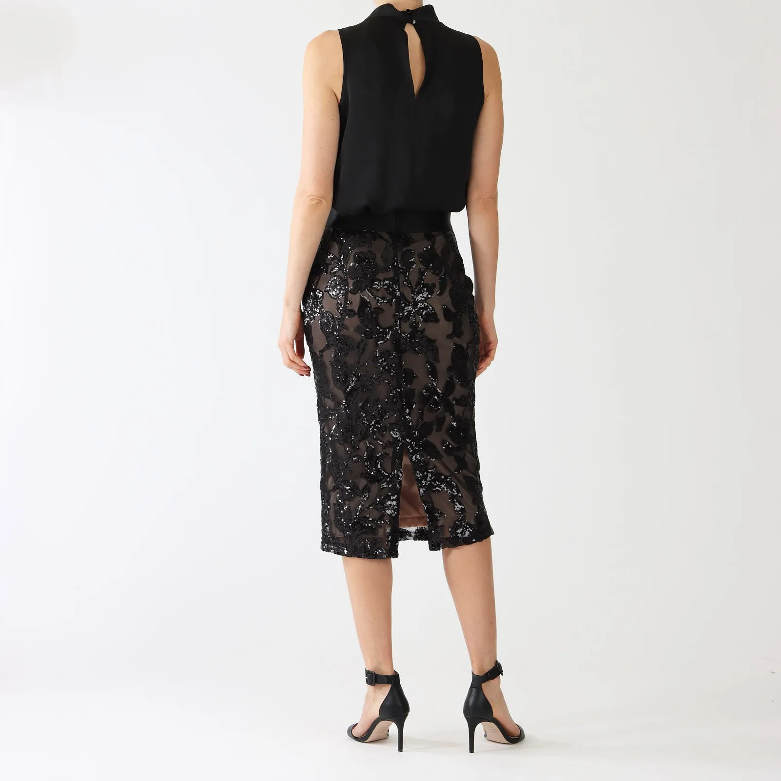 Black Sequin Pencil Skirt