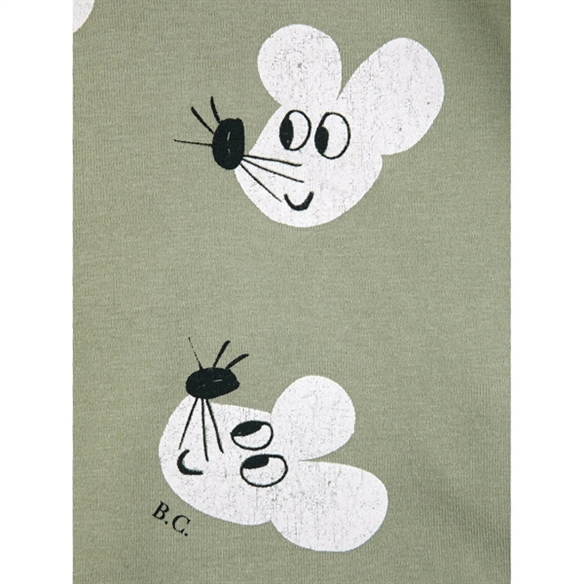 Bobo Choses Light Green Mouse Turtleneck AOP