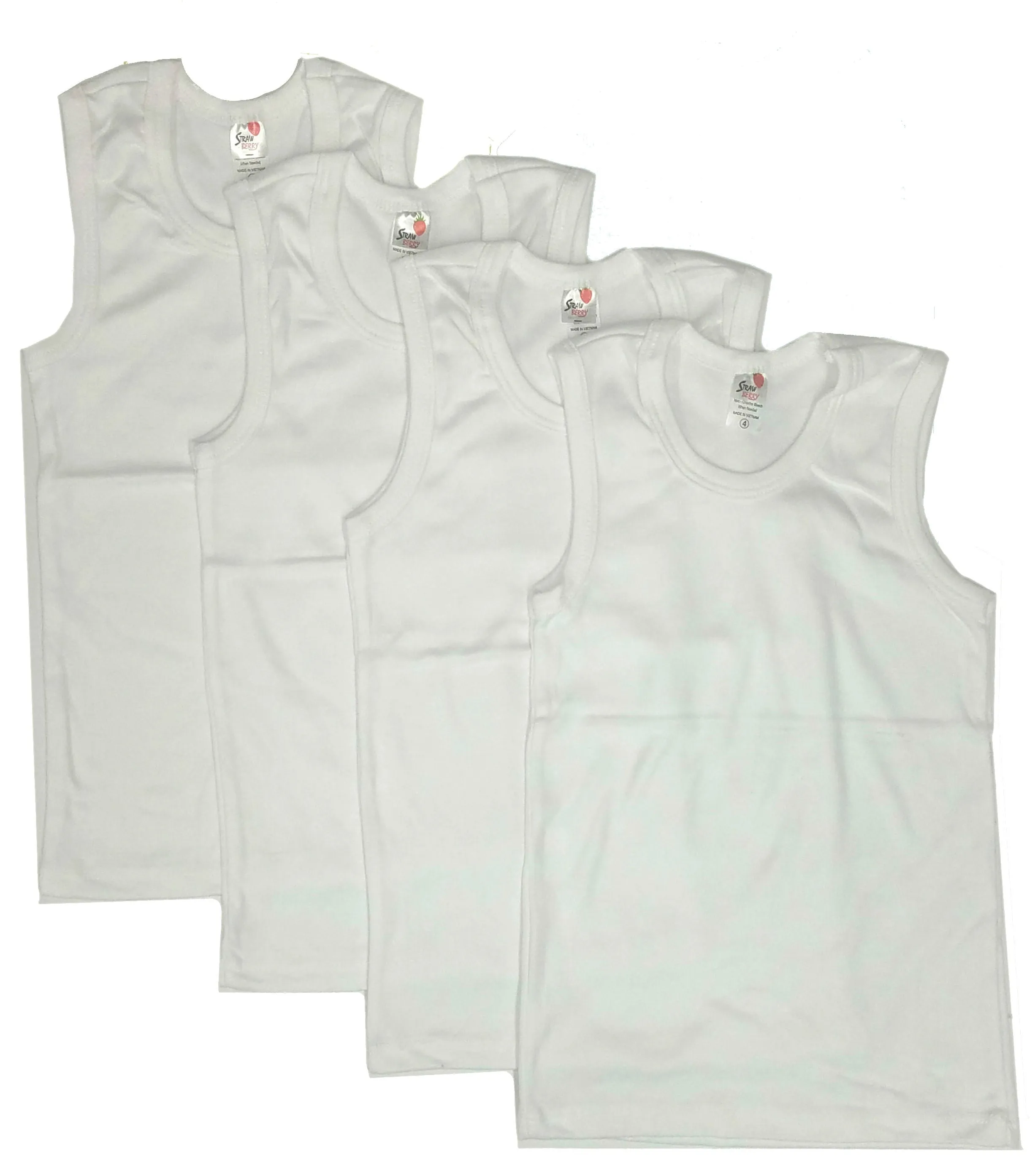 Boys Undershirt Cotton Tank Top Sleeveless 4 -Pack