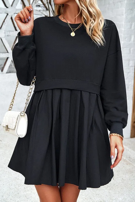 Break The Barrier Black Pleated Dress