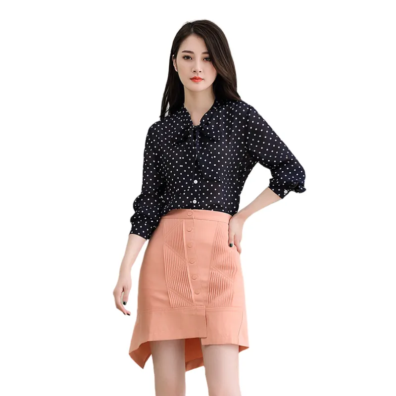 C005 Women tencel blend pintuck detail asymmetric mini skirt