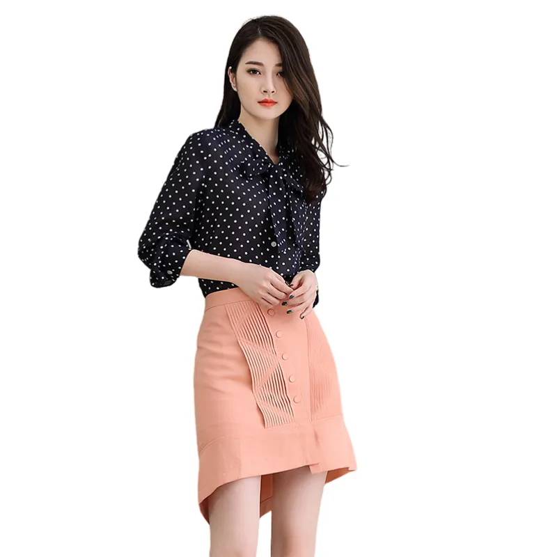 C005 Women tencel blend pintuck detail asymmetric mini skirt