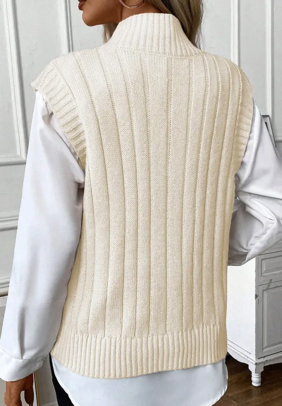 Cable Knit Turtleneck Sweater Vest