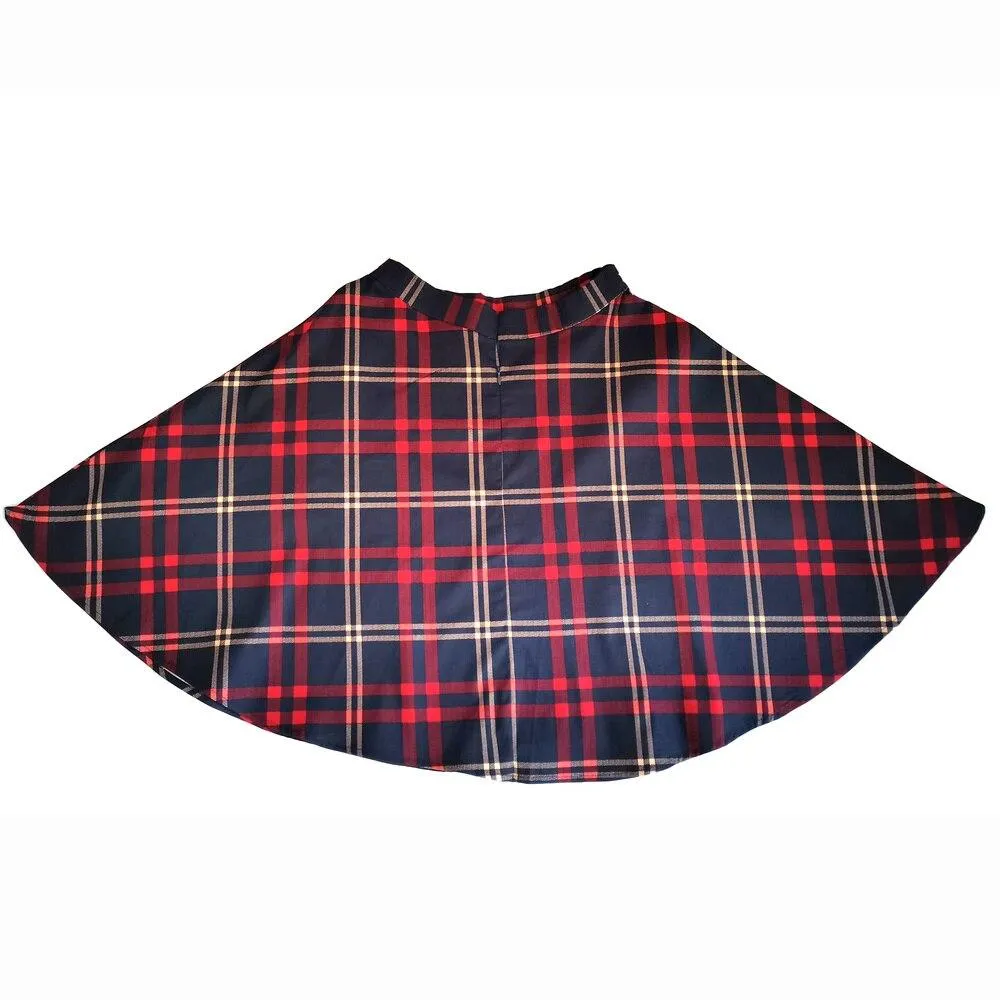 Checkered Cotton Womens Midi Skirts High Waist Pin Up Hepburn Retro Vintage Swing 50s 60s Rockabilly Plaid Jurken Skater 2021