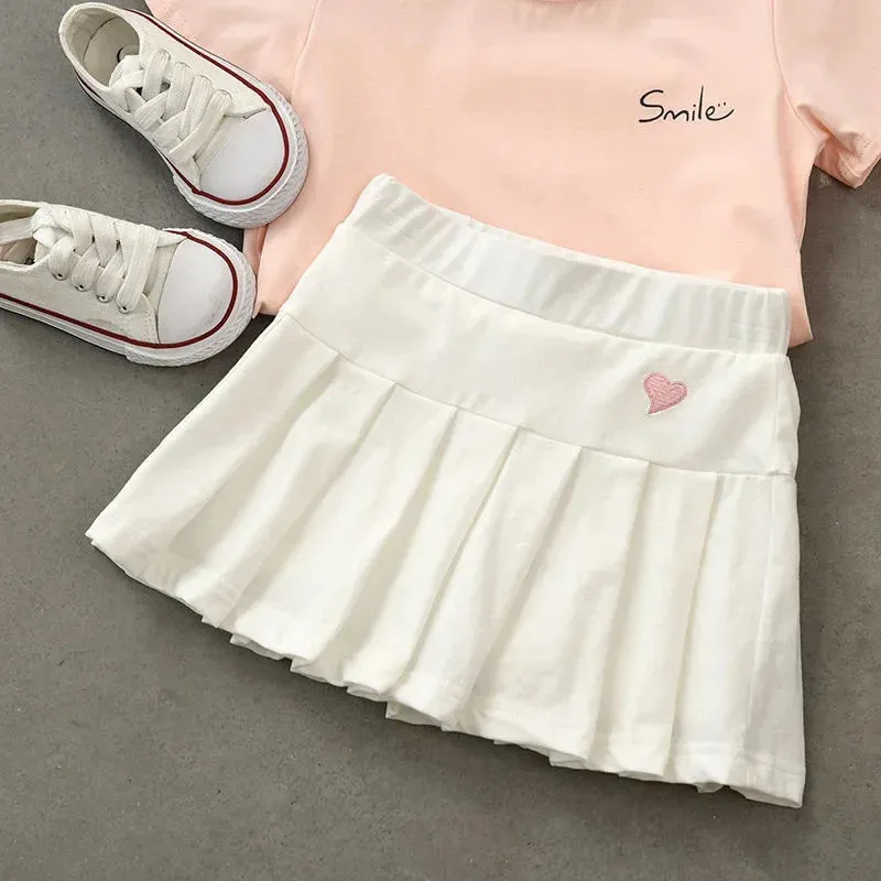 Children's Summer Dress with Safety Pants Thin Medium and Small Children's Skirt Girls New Pleated Skirt Pants